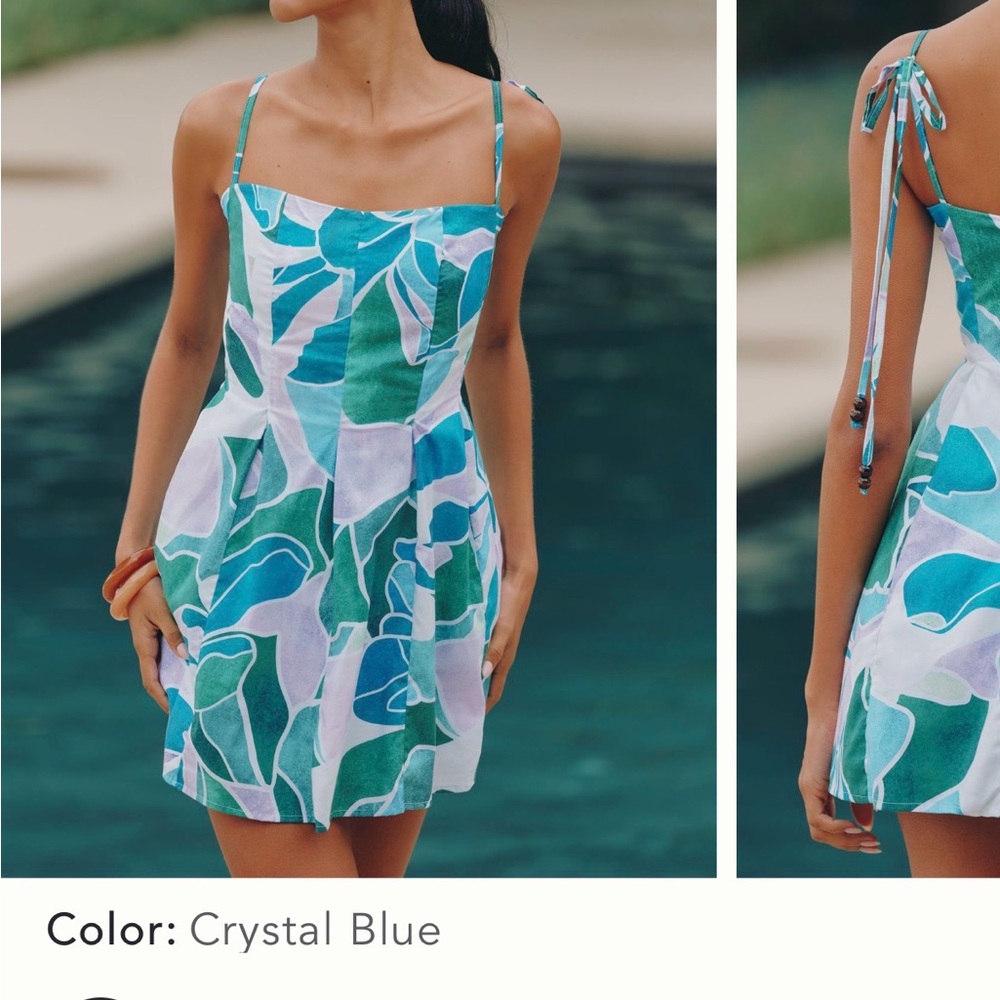 Peixoto Crystal Blue Leaf Mini Dress